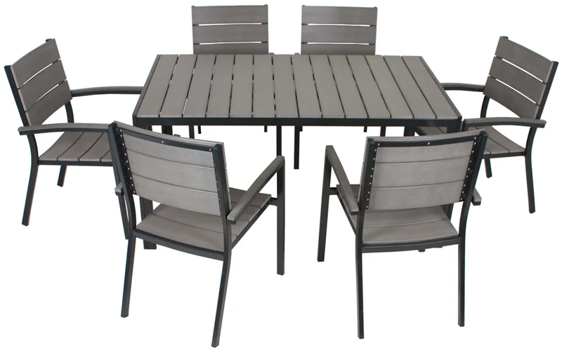 Garten Tischgruppe OLIVIA 7-tlg. Tisch 150 x 90 cm + 6 x Stapelstuhl