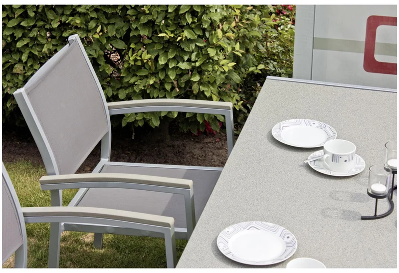 Garten Tischgruppe GRACE 5-tlg. 1 x Tisch 150 x 90 cm 4 x Stapelstuhl