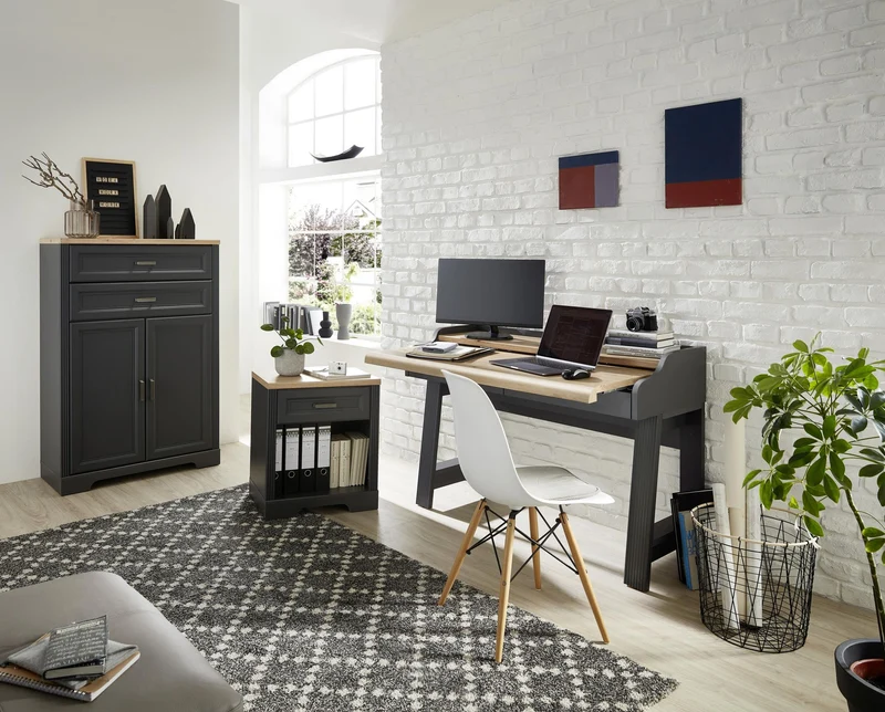 Sekretär Schreibtisch JASMIN Graphit Artisan Eiche Nachbildung