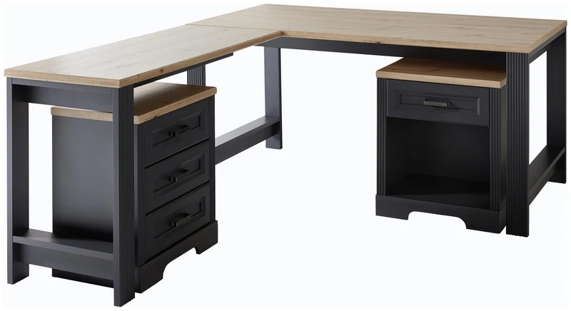 Eckschreibtisch JASMIN Graphit Artisan Eiche Nachbildung