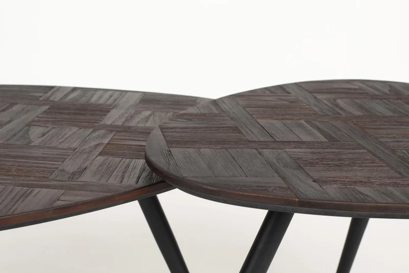 Couchtisch PION 2-er Set aus recyceltem Teakholzfurnier