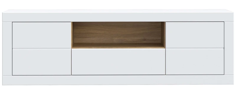 Lowboard TV-Board LEFKADAS Weiß seidenmatt 2 Türen 1 Schublade, Forte