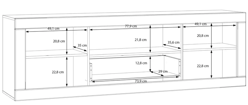 Lowboard TV-Board LEFKADAS Weiß seidenmatt 2 Türen 1 Schublade, Forte
