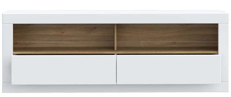 TV-Board LEFKADAS Lowboard Weiß seidenmatt 2 Schubladen von Forte