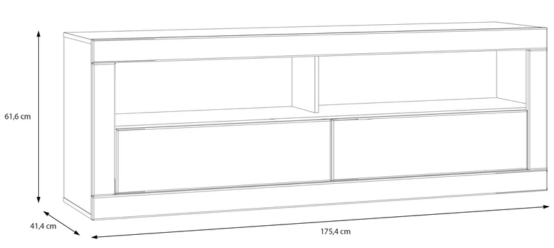 TV-Board LEFKADAS Lowboard Weiß seidenmatt 2 Schubladen von Forte