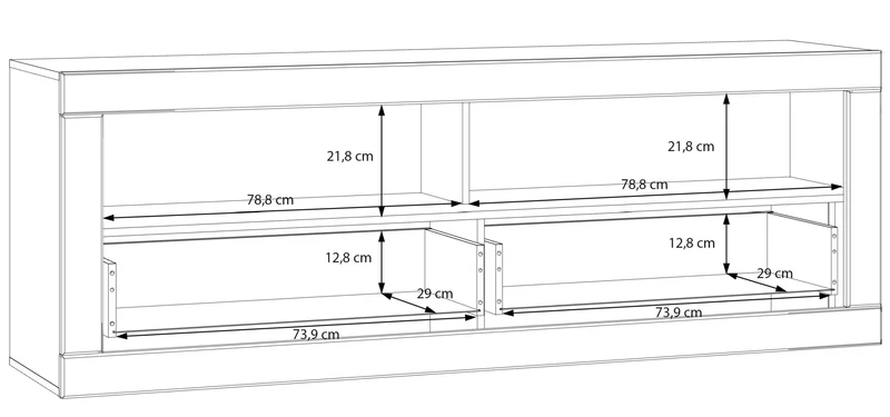 TV-Board LEFKADAS Lowboard Weiß seidenmatt 2 Schubladen von Forte