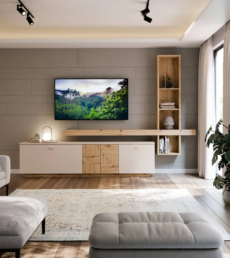 TV-Kombination LOUOTO 1, 2-teilig Sand & Artisan Eiche