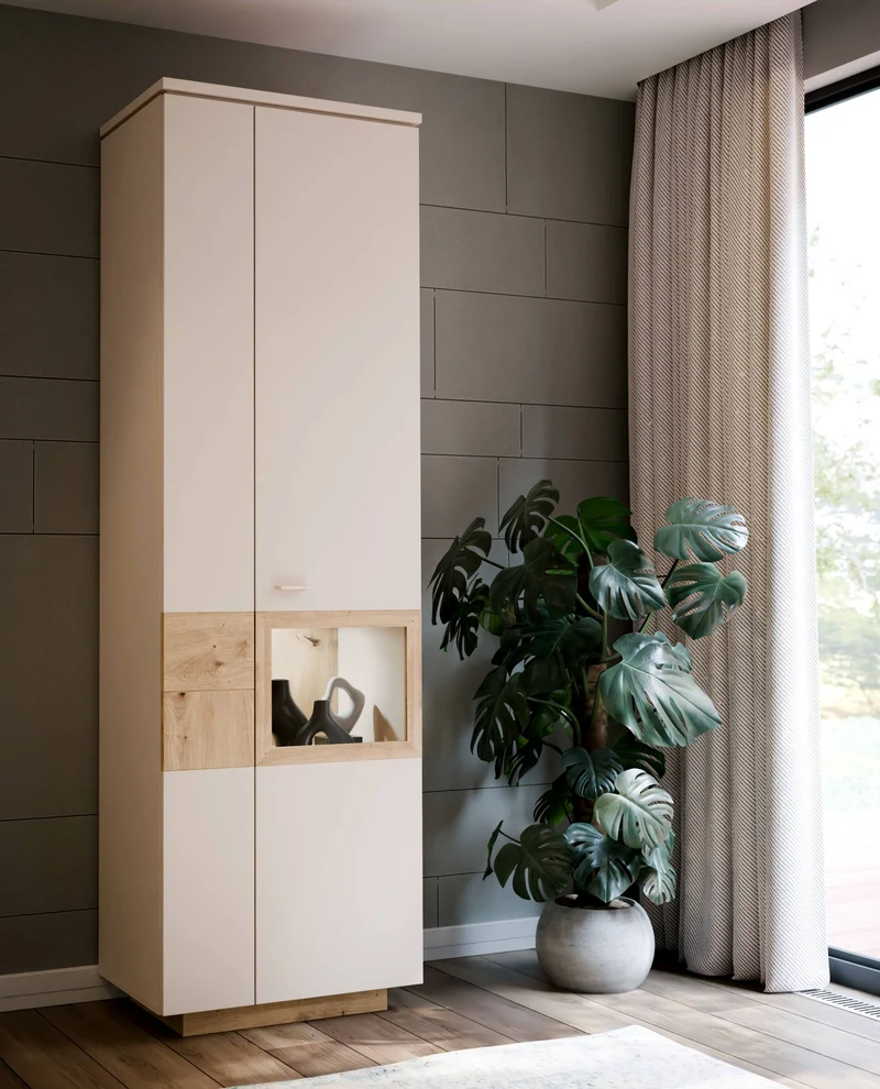 Vitrine Schrank LOUOTO 2 Türen Dekor Sand / Artisan Eiche von Forte