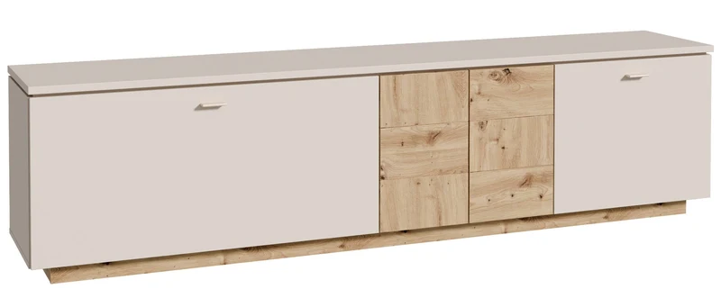 TV-Board LOUOTO Lowboard 3 Türen 1 Klappe Dekor Sand / Artisan Eiche