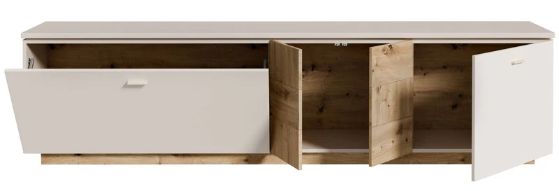 TV-Board LOUOTO Lowboard 3 Türen 1 Klappe Dekor Sand / Artisan Eiche