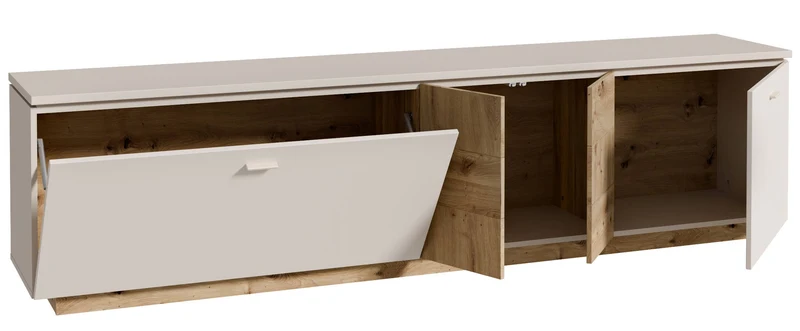 TV-Board LOUOTO Lowboard 3 Türen 1 Klappe Dekor Sand / Artisan Eiche