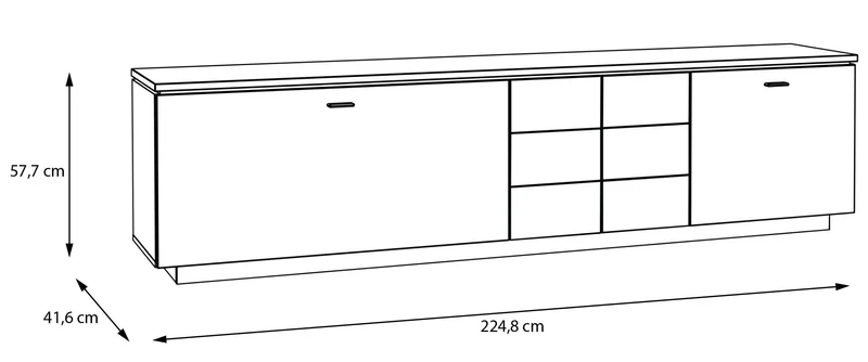 TV-Board LOUOTO Lowboard 3 Türen 1 Klappe Dekor Sand / Artisan Eiche