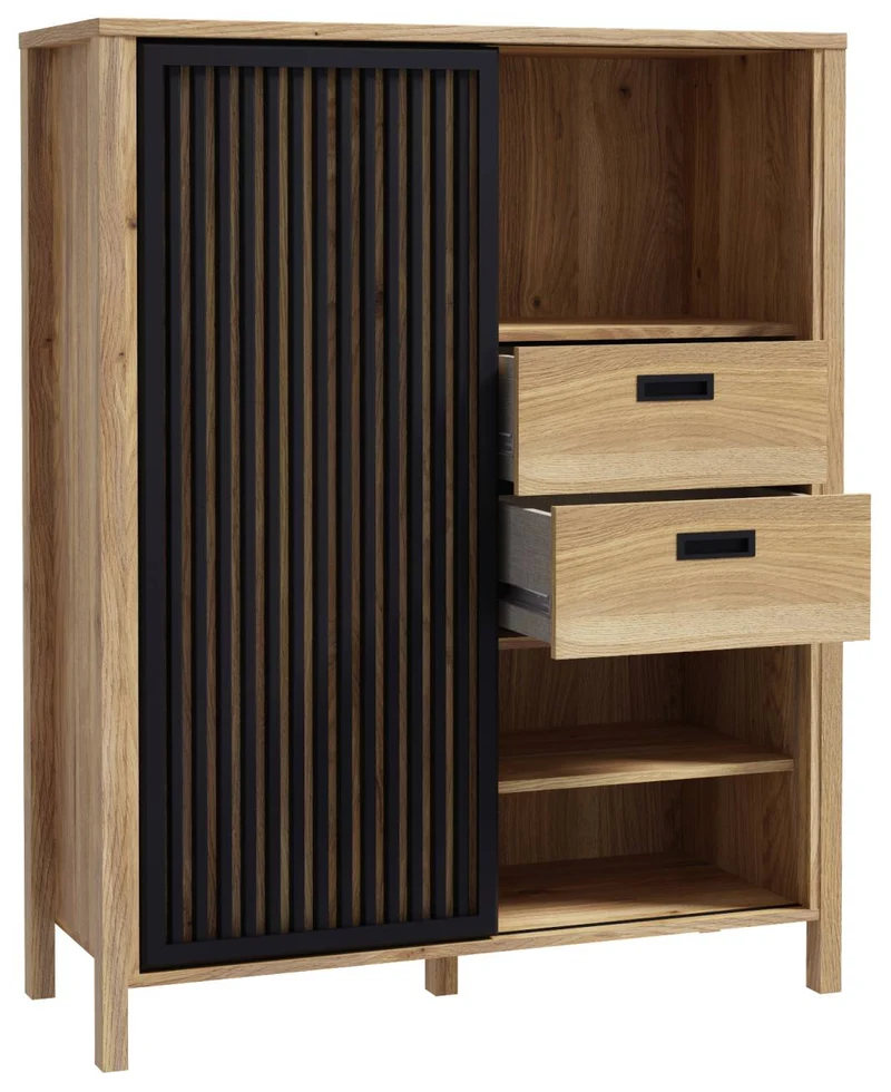 Wohnzimmerschrank JYTANA, 3-tlg., Mauvella Eiche/Schwarz