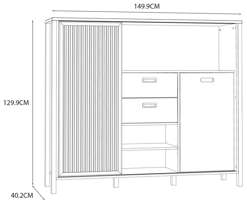 Highboard JYTANA 2 Türen in Mauvella Eiche Optik /Schwarz, von Forte