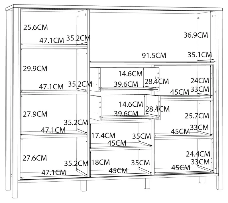 Highboard JYTANA 2 Türen in Mauvella Eiche Optik /Schwarz, von Forte