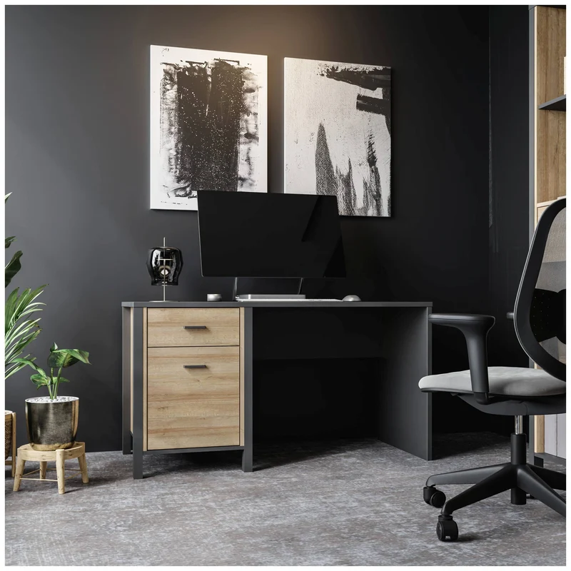 Schreibtisch HIGH ROCK 120 cm Riviera Eiche Optik / Schwarz, von Forte