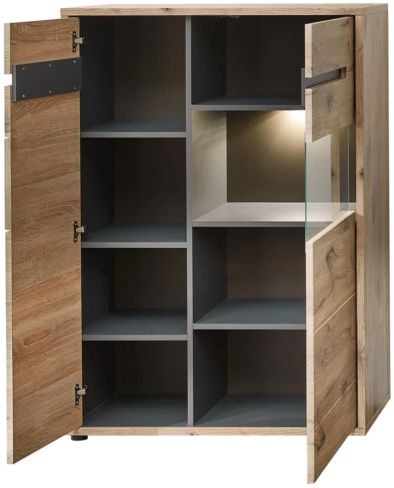 Wohnzimmerschrank BELLANO HH83 Viking Oak Nature mit LED