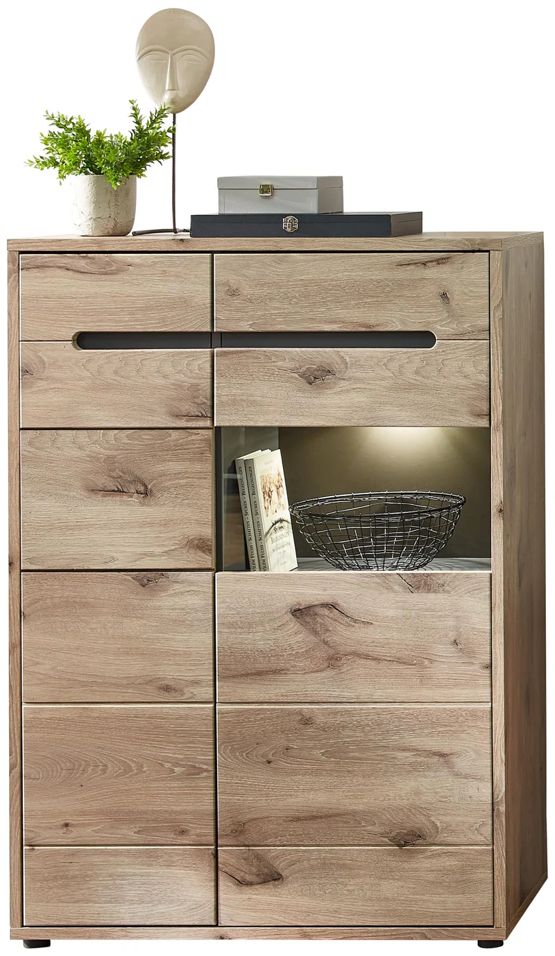 Wohnzimmerschrank BELLANO HH81 Viking Oak Nature mit LED