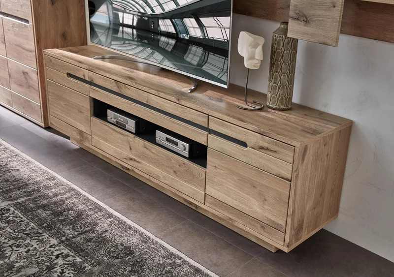 Wohnzimmerschrank BELLANO HH80 Viking Oak Nature mit LED