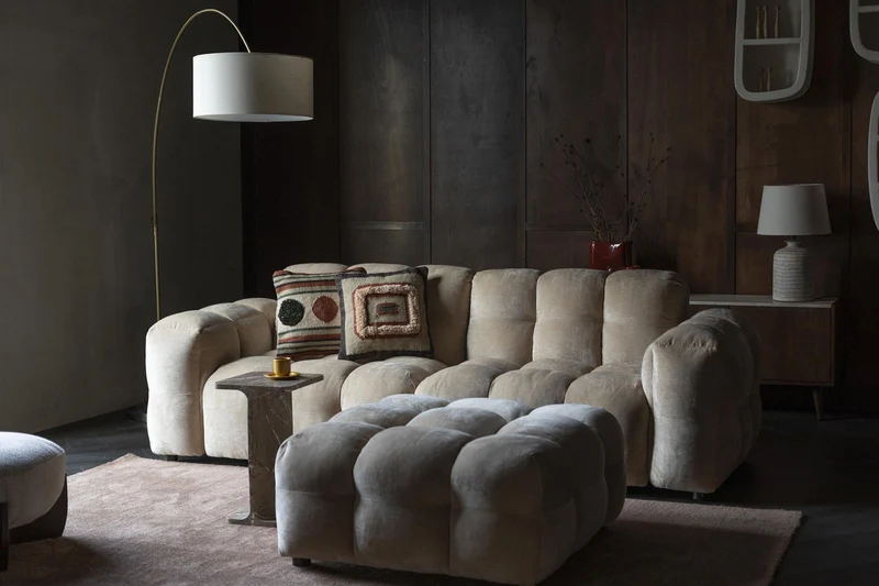 HACKMAN 3-Sitzer Sofa Velours Beige von DUTCHBONE