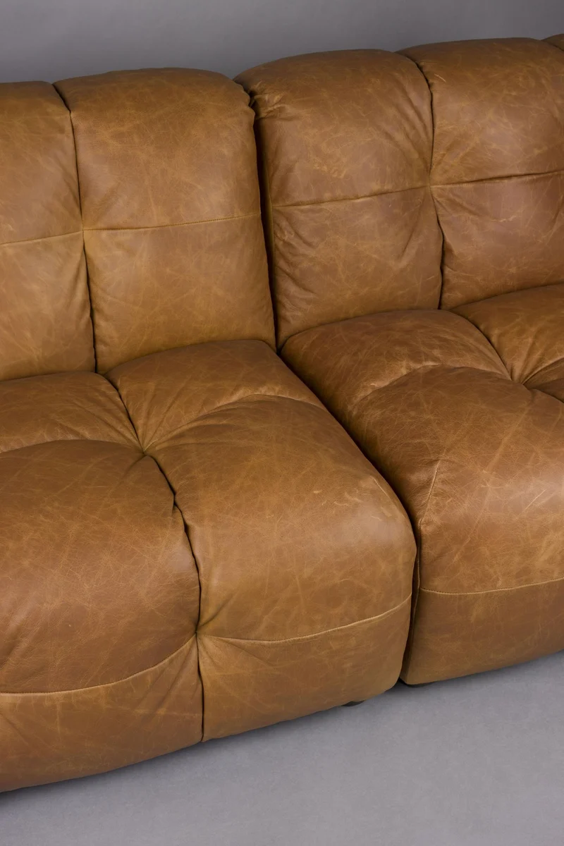HACKMAN 3-Sitzer Sofa Echtleder Cognac von DUTCHBONE