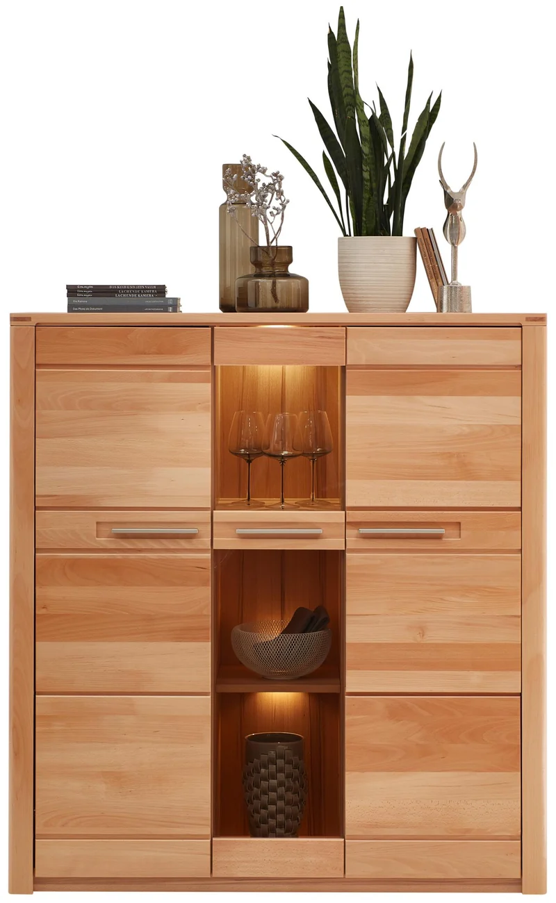Wohnzimmerschrank NATURE ONE FF83, 3-tlg. Kernbuche Massivholz