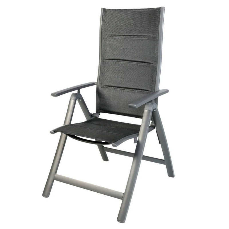 Gartensessel Comfort 6-fach verstellbar gepolstert schwarz