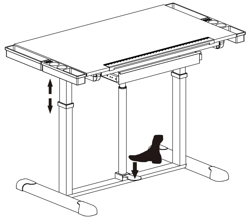 Schülerschreibtisch LIFT Höhe und Neigung verstellbar mit Schublade