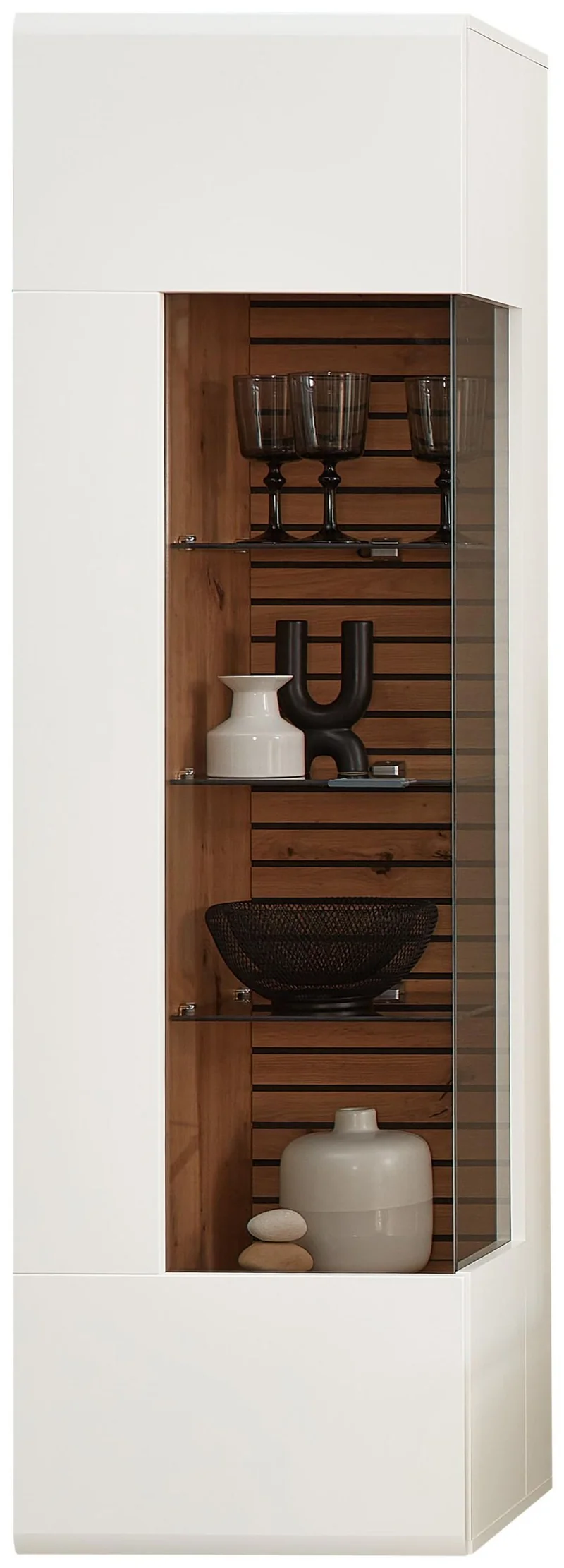 Wohnzimmerschrank FRESNO Haengevitrine & Wandpaneel, Eiche