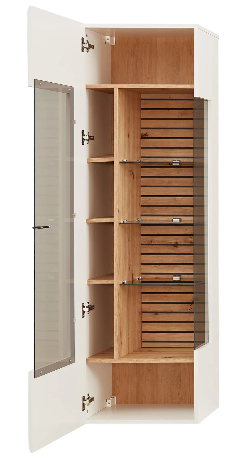 Wohnzimmerschrank FRESNO Haengevitrine & Wandpaneel, Eiche