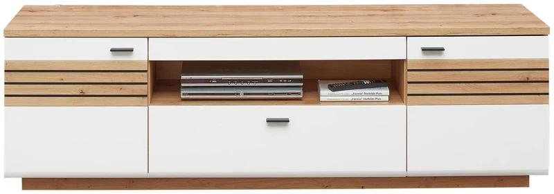 Wohnzimmerschrank FRESNO Haengevitrine & Wandpaneel, Eiche