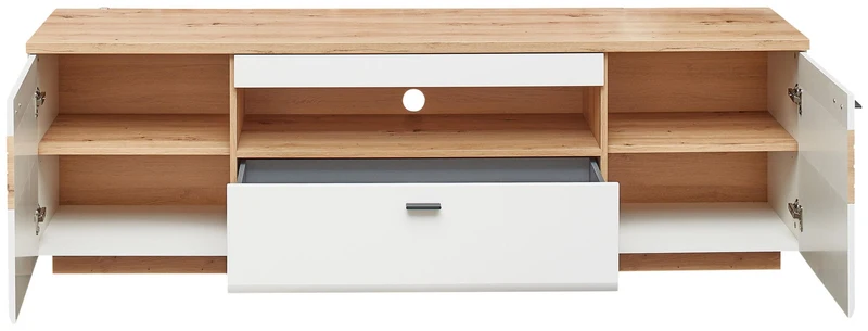 Wohnzimmerschrank FRESNO Haengevitrine & Wandpaneel, Eiche