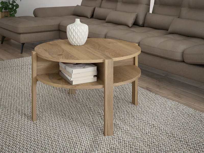 Wohnzimmertisch Couchtisch TOBAGO rund Ø 75 cm Optik Mauvella Eiche