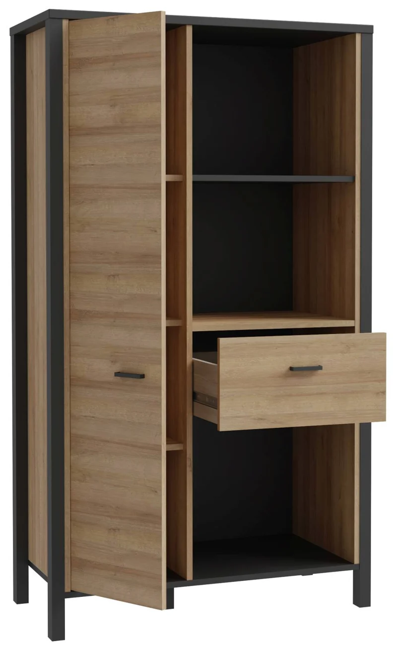 Highboard Regal HIGH ROCK Riviera Eiche Optik / Schwarz, von Forte