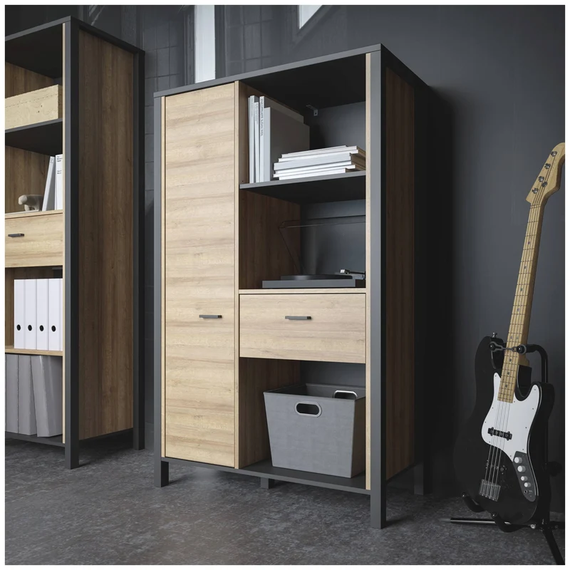 Highboard Regal HIGH ROCK Riviera Eiche Optik / Schwarz, von Forte