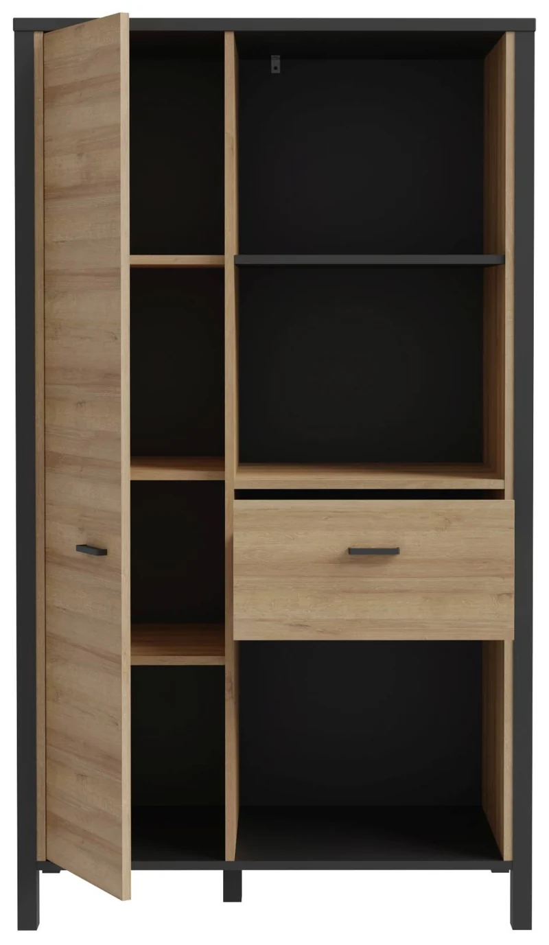 Highboard Regal HIGH ROCK Riviera Eiche Optik / Schwarz, von Forte