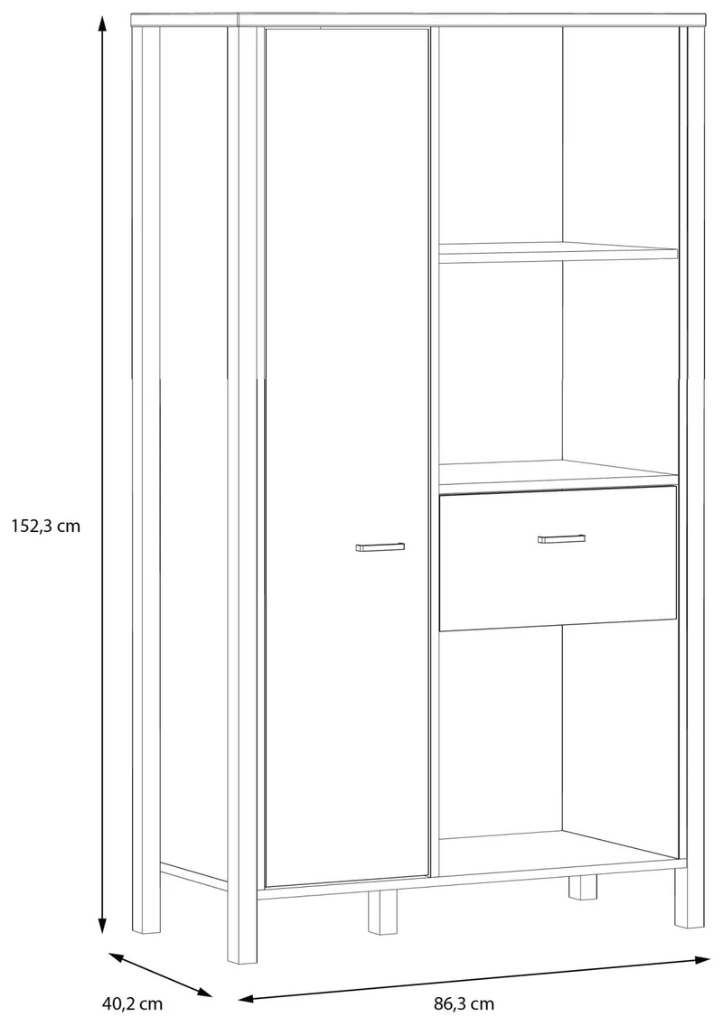 Highboard Regal HIGH ROCK Riviera Eiche Optik / Schwarz, von Forte