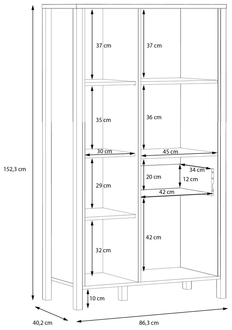 Highboard Regal HIGH ROCK Riviera Eiche Optik / Schwarz, von Forte
