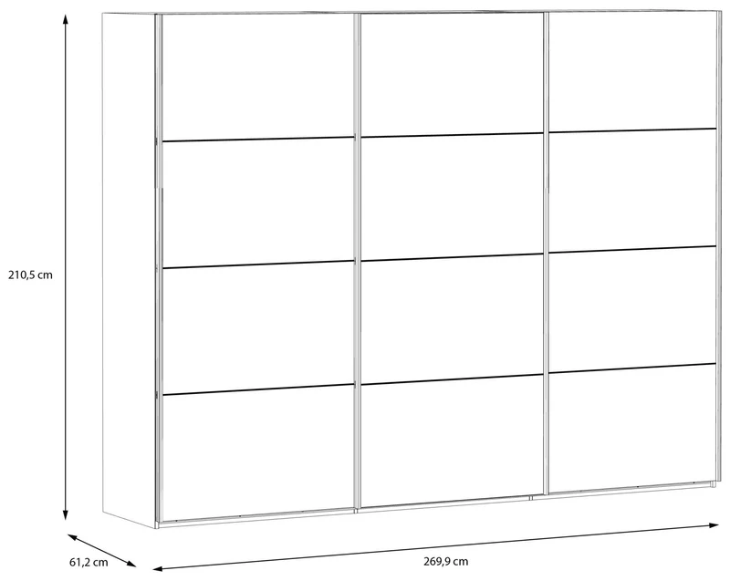 Kleiderschrank HIGH ROCK 3 Schwebetüren Riviera Eiche Optik / Schwarz