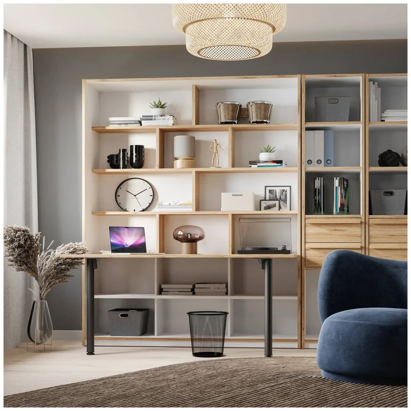 Jugendzimmer S-ROOM 3 mit Schrankbett, Optik: Weiß und Catania Eiche