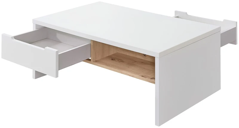 Couchtisch Wohnzimmertisch MEMPHIS Weiß mit Artisan Eiche 110 x 65 cm