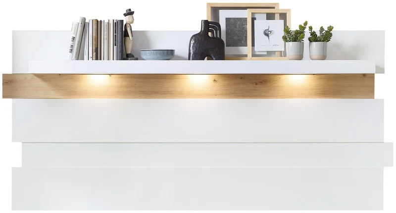 Wandboard Wandpaneel MEMPHIS 202 cm Weiß mit Artisan Eiche Nachbildung