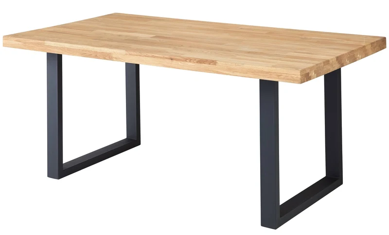 Esstisch CHRIS U 180 x 100 cm Eiche massiv Kufengestell Metall schwarz