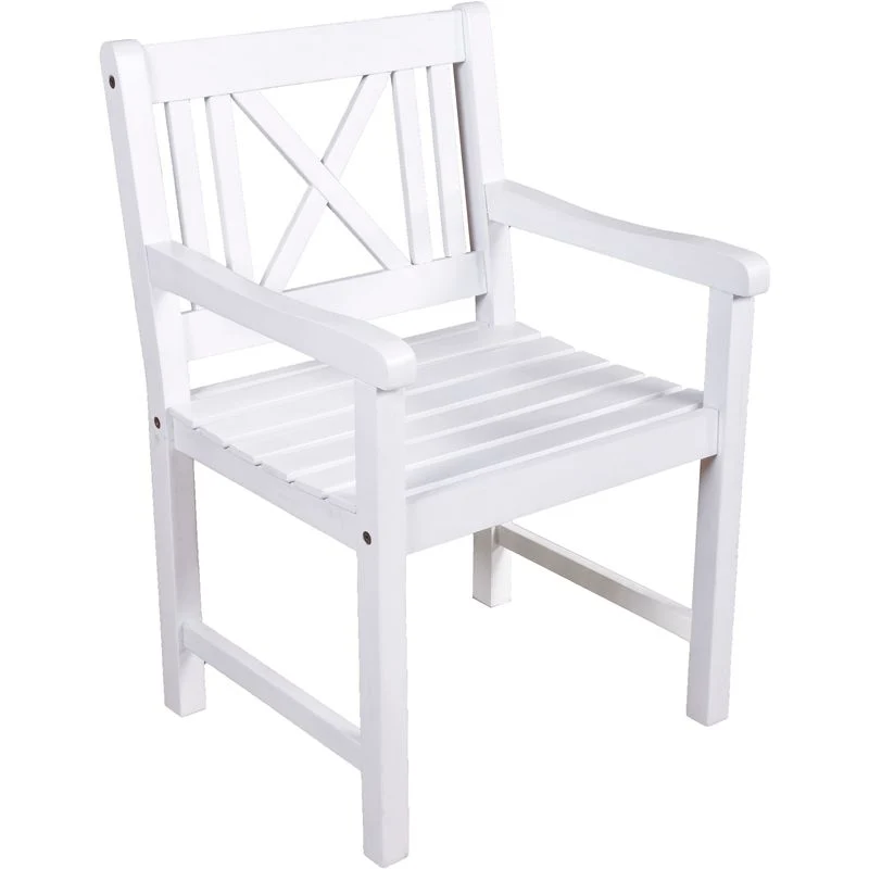 Gartensessel MALMÖ Eukalyptus White washed mit Armlehnen