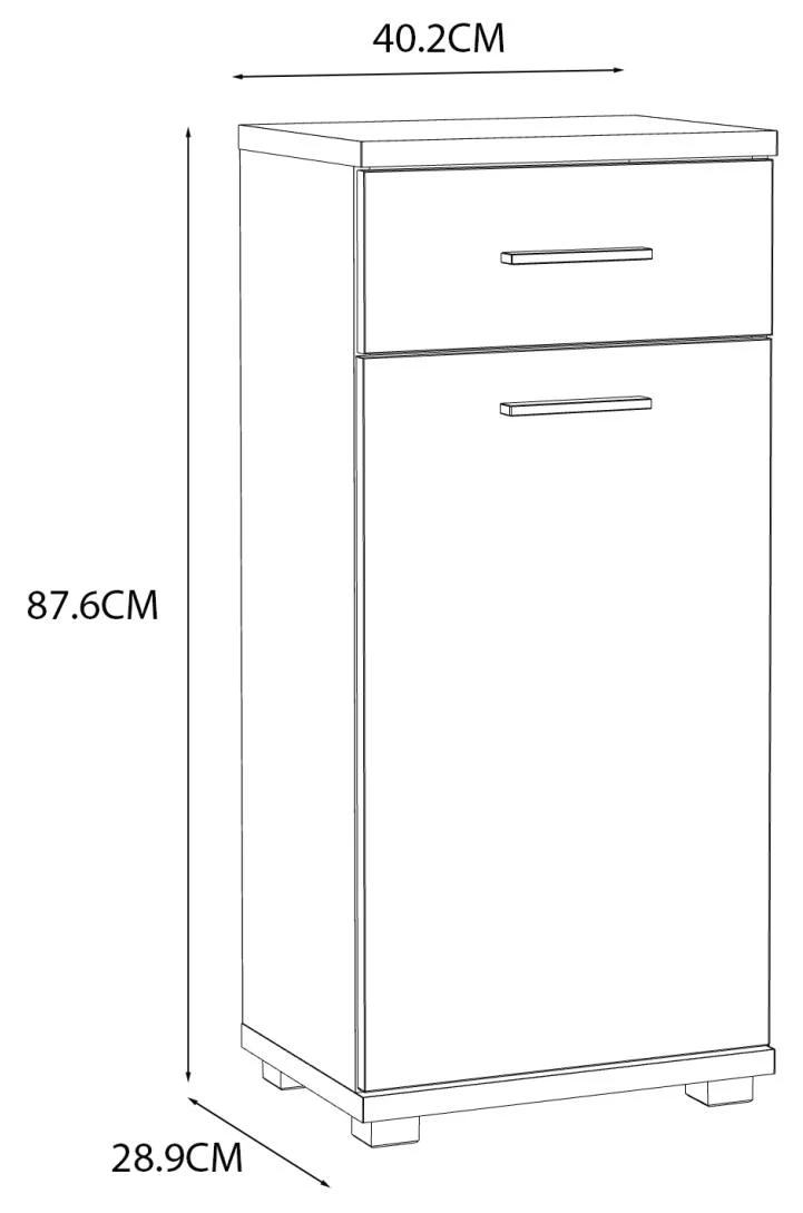 Badezimmer Kommode CHAMP 1 Tür Optik: Beton Dunkelgrau / Weiß glänzend