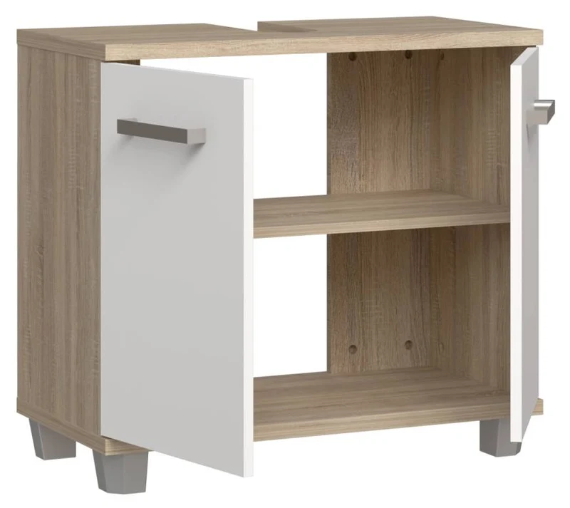 Badezimmer Komplett-Set VERIS 2, 5-tlg., Badmöbel Front weiß Hochglanz