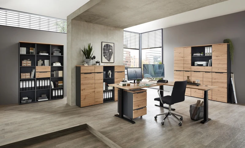 Büroregal MEMPHIS GH14 45 cm Oberboden Artisan Eiche Korpus Graphit