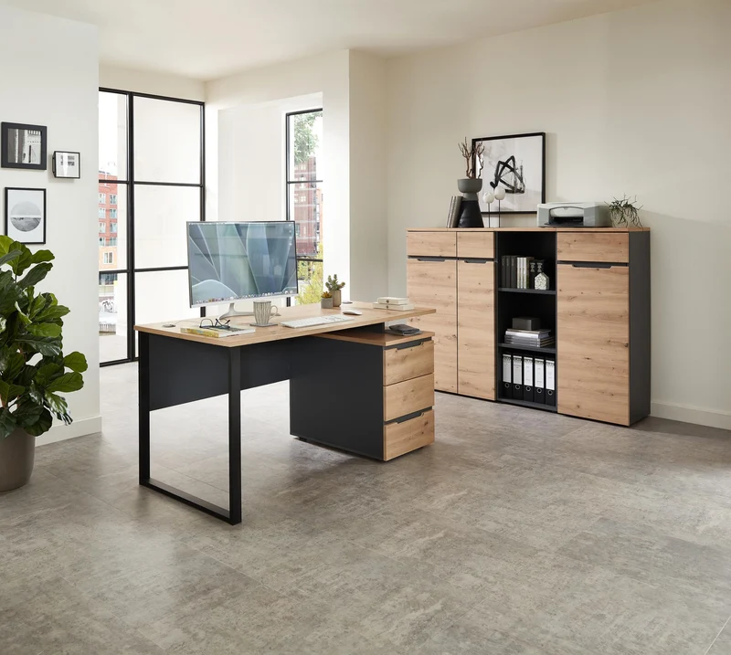 Büroschrank MEMPHIS 2-türig GH10 Front Artisan Eiche Korpus Graphit