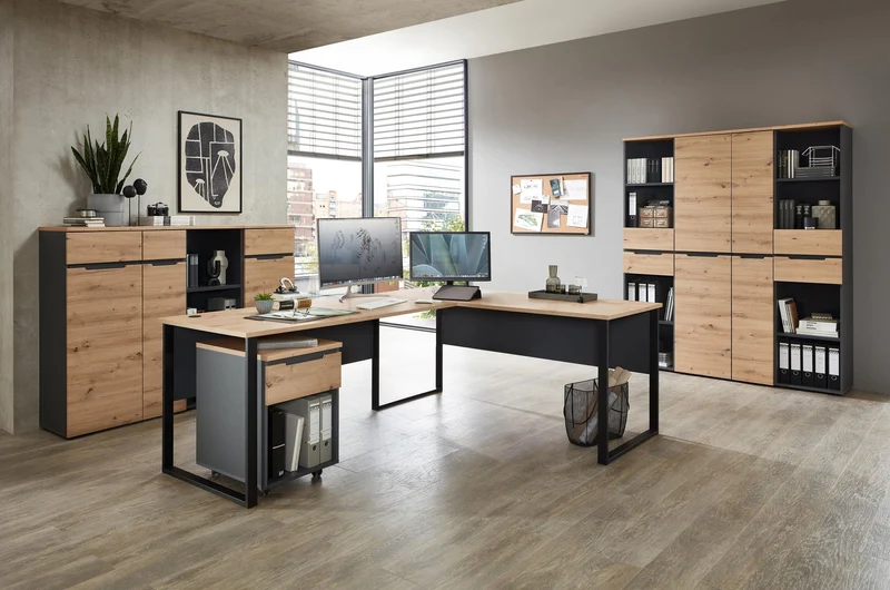 Büroschrank MEMPHIS 2-türig GH10 Front Artisan Eiche Korpus Graphit