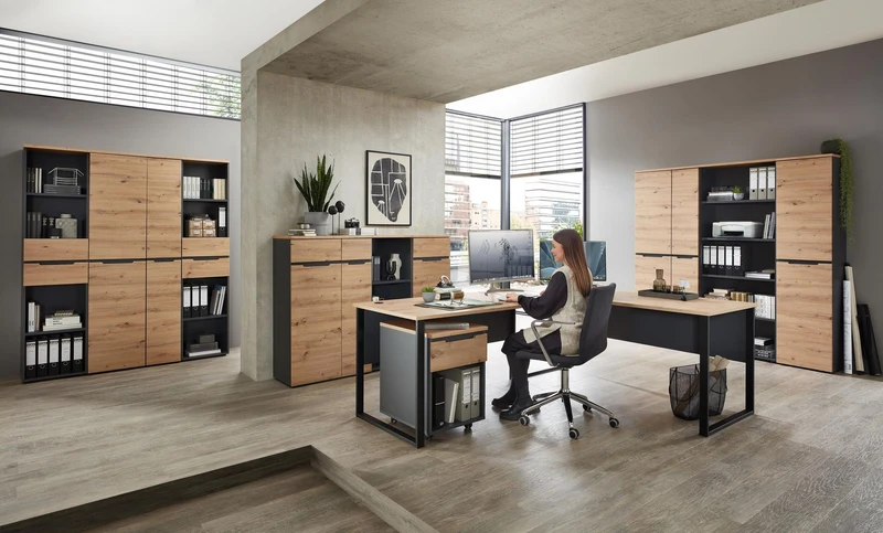 Büroregal MEMPHIS GH07 45 cm Oberboden Artisan Eiche Korpus Graphit